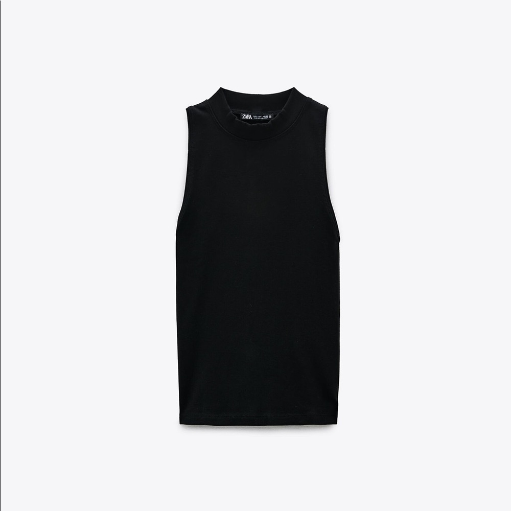Zara Black Mock Neck Tank Top